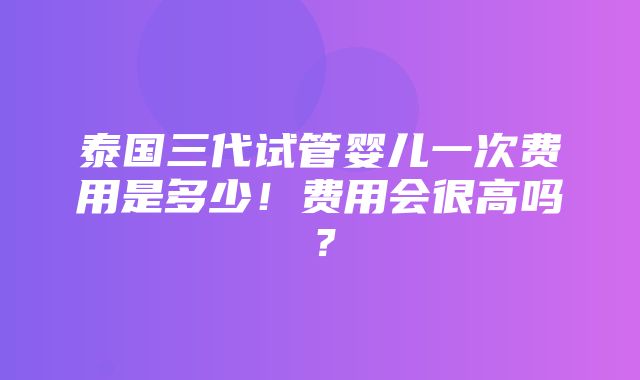 泰国三代试管婴儿一次费用是多少！费用会很高吗？