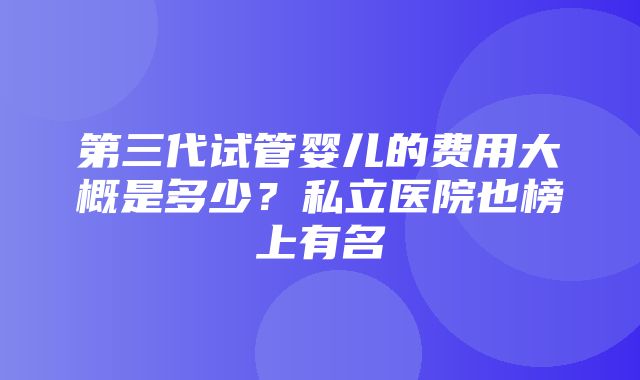 第三代试管婴儿的费用大概是多少？私立医院也榜上有名