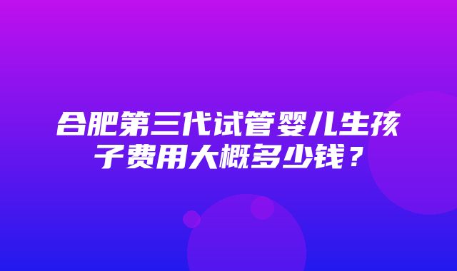 合肥第三代试管婴儿生孩子费用大概多少钱？