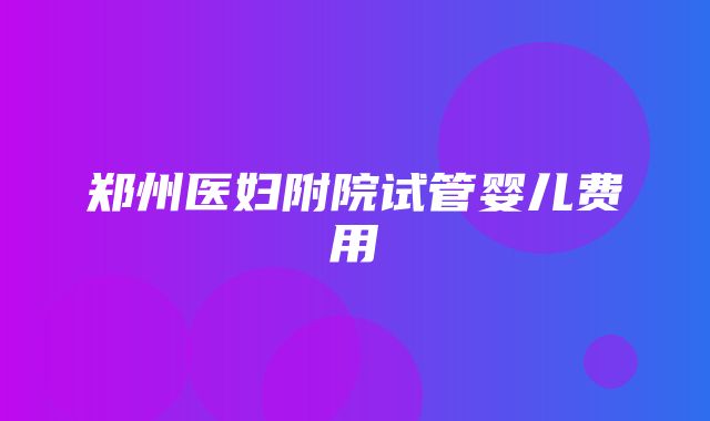 郑州医妇附院试管婴儿费用