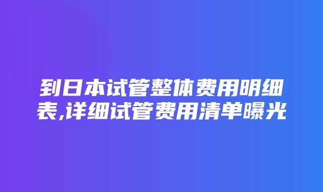 到日本试管整体费用明细表,详细试管费用清单曝光