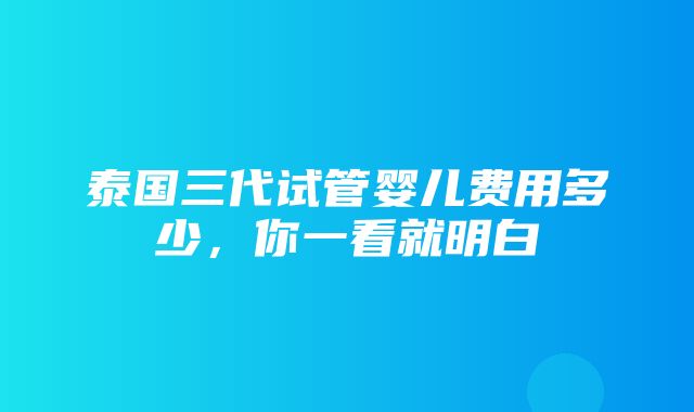 泰国三代试管婴儿费用多少，你一看就明白