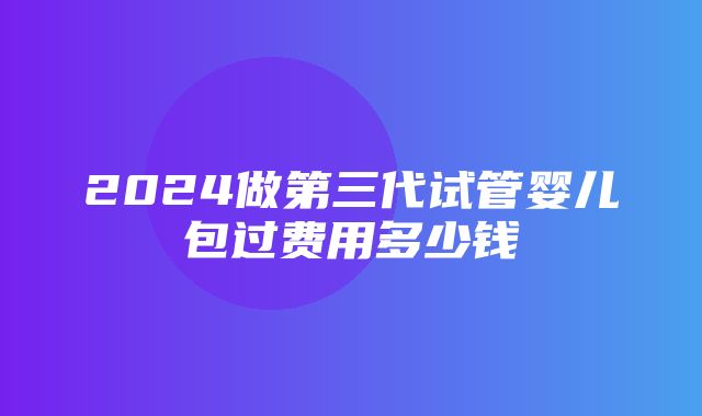 2024做第三代试管婴儿包过费用多少钱