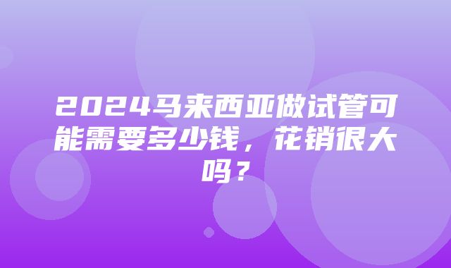 2024马来西亚做试管可能需要多少钱，花销很大吗？