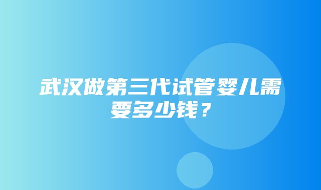 武汉做第三代试管婴儿需要多少钱？