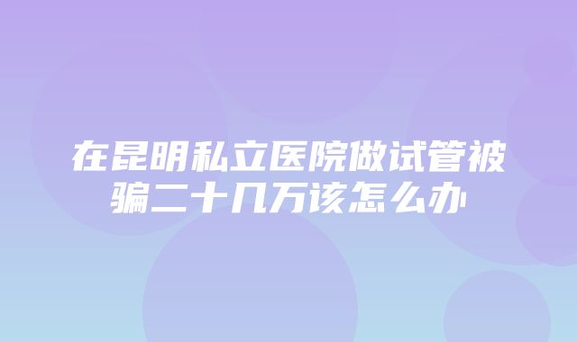 在昆明私立医院做试管被骗二十几万该怎么办