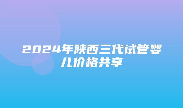 2024年陕西三代试管婴儿价格共享