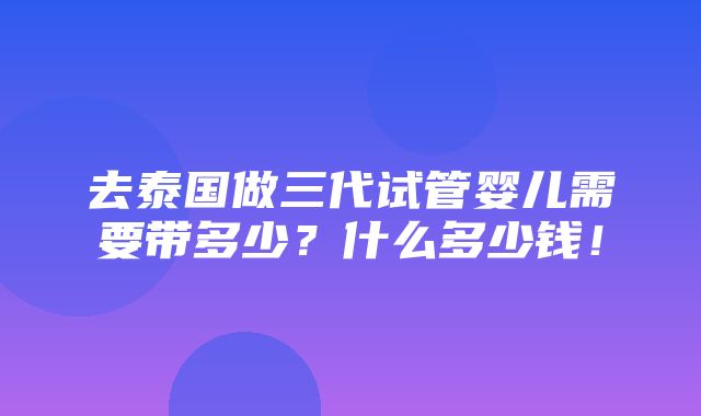 去泰国做三代试管婴儿需要带多少？什么多少钱！