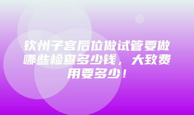 钦州子宫后位做试管要做哪些检查多少钱，大致费用要多少！