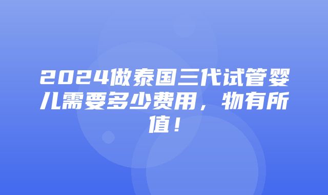 2024做泰国三代试管婴儿需要多少费用，物有所值！