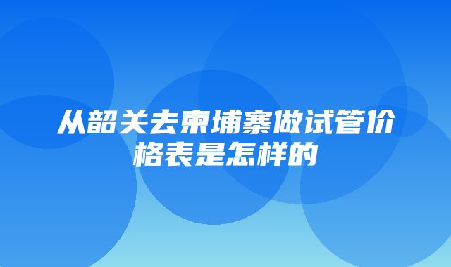 从韶关去柬埔寨做试管价格表是怎样的