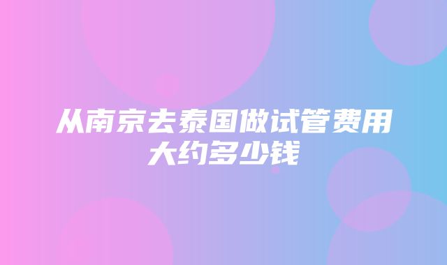 从南京去泰国做试管费用大约多少钱