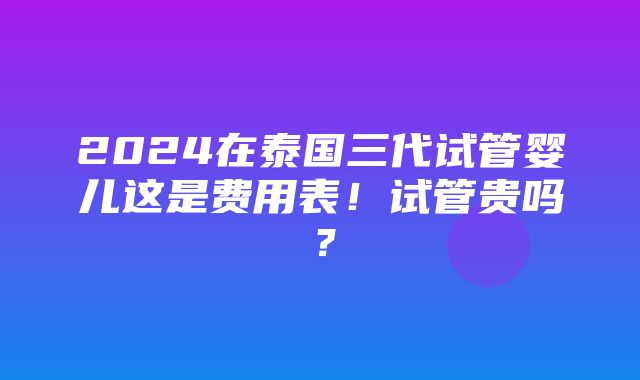 2024在泰国三代试管婴儿这是费用表！试管贵吗？