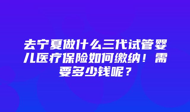 去宁夏做什么三代试管婴儿医疗保险如何缴纳！需要多少钱呢？