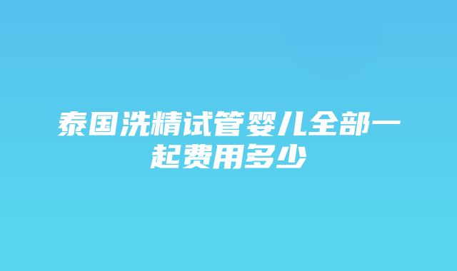 泰国洗精试管婴儿全部一起费用多少