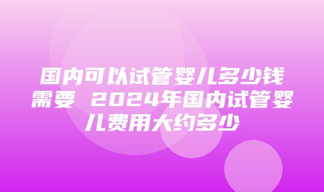 国内可以试管婴儿多少钱需要 2024年国内试管婴儿费用大约多少