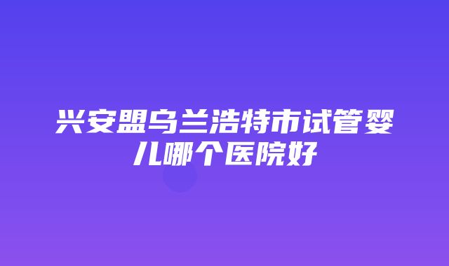 兴安盟乌兰浩特市试管婴儿哪个医院好