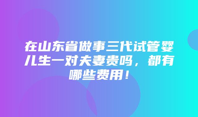 在山东省做事三代试管婴儿生一对夫妻贵吗，都有哪些费用！