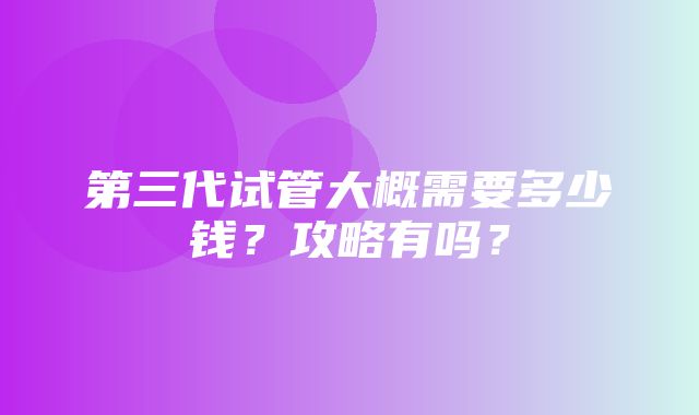 第三代试管大概需要多少钱？攻略有吗？