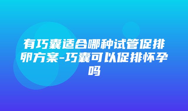 有巧囊适合哪种试管促排卵方案-巧囊可以促排怀孕吗