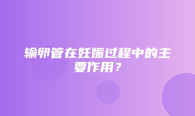 输卵管在妊娠过程中的主要作用？