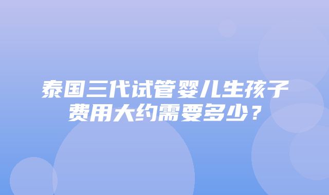 泰国三代试管婴儿生孩子费用大约需要多少？