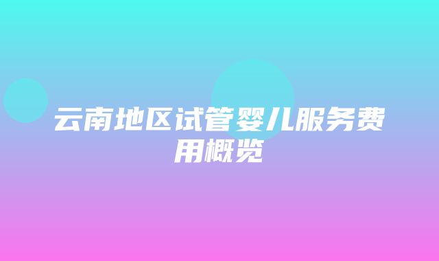 云南地区试管婴儿服务费用概览