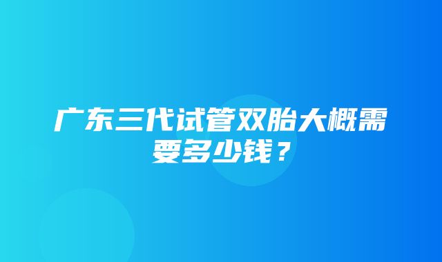 广东三代试管双胎大概需要多少钱？