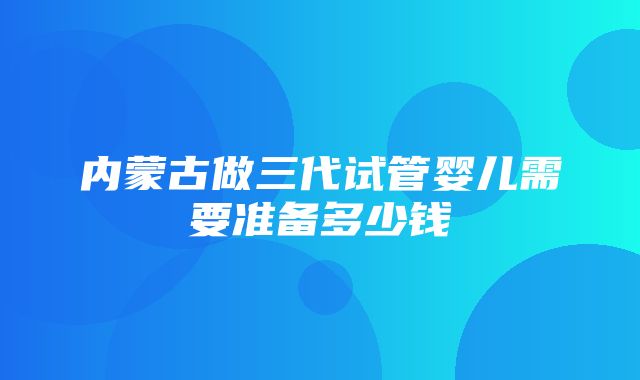 内蒙古做三代试管婴儿需要准备多少钱