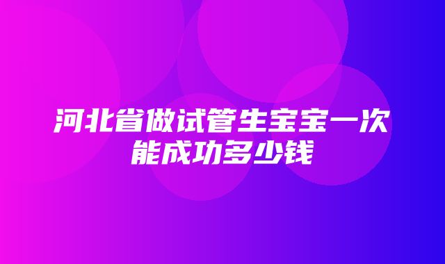 河北省做试管生宝宝一次能成功多少钱