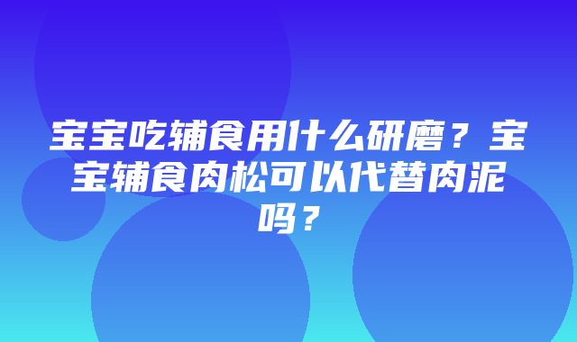 宝宝吃辅食用什么研磨？宝宝辅食肉松可以代替肉泥吗？