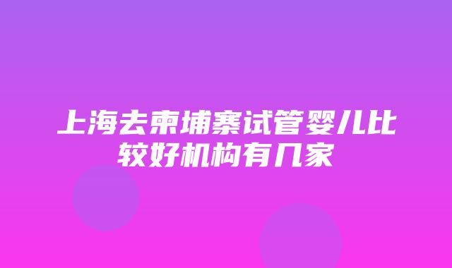 上海去柬埔寨试管婴儿比较好机构有几家