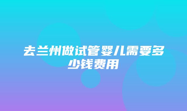 去兰州做试管婴儿需要多少钱费用