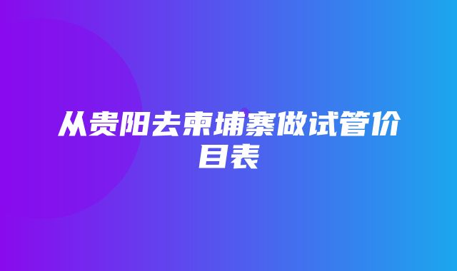 从贵阳去柬埔寨做试管价目表