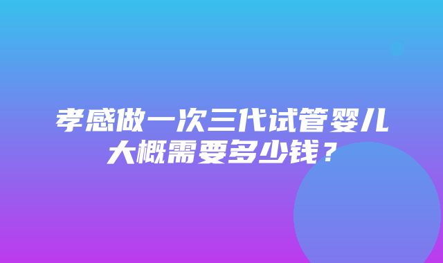 孝感做一次三代试管婴儿大概需要多少钱？