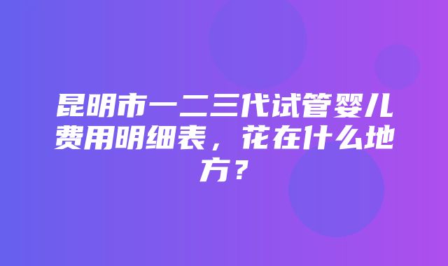 昆明市一二三代试管婴儿费用明细表，花在什么地方？