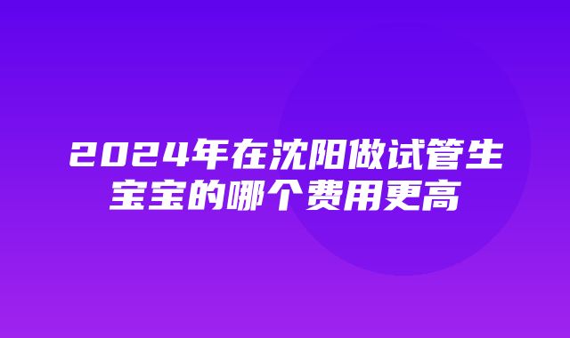 2024年在沈阳做试管生宝宝的哪个费用更高