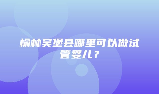 榆林吴堡县哪里可以做试管婴儿？