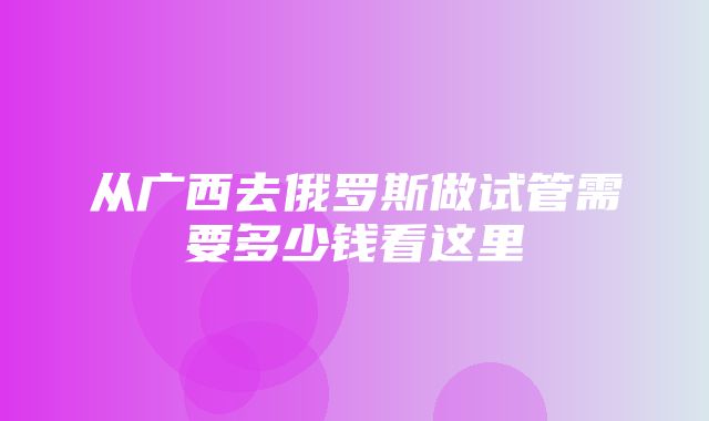 从广西去俄罗斯做试管需要多少钱看这里