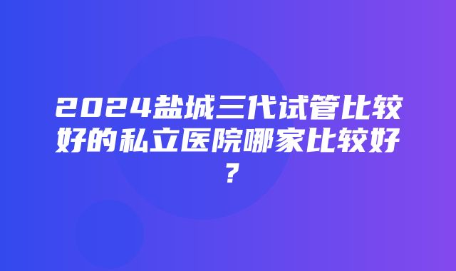 2024盐城三代试管比较好的私立医院哪家比较好？