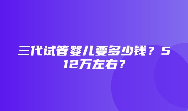 三代试管婴儿要多少钱？512万左右？