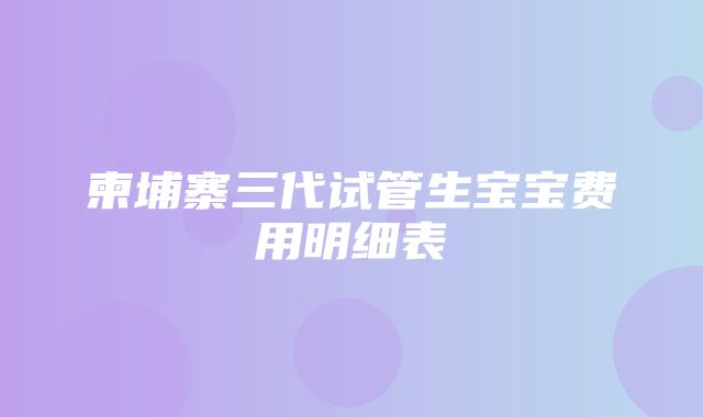 柬埔寨三代试管生宝宝费用明细表