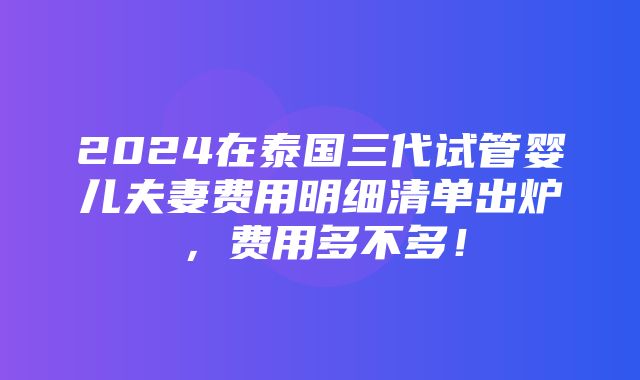 2024在泰国三代试管婴儿夫妻费用明细清单出炉，费用多不多！