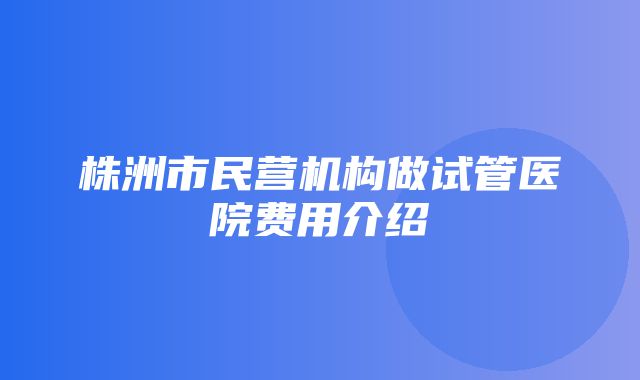 株洲市民营机构做试管医院费用介绍