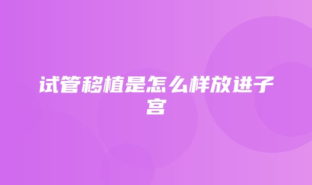 试管移植是怎么样放进子宫