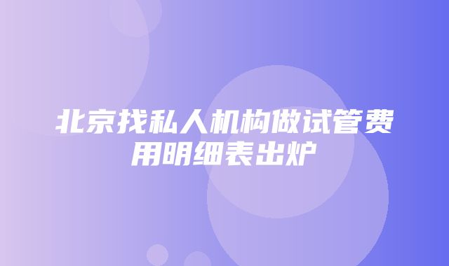 北京找私人机构做试管费用明细表出炉