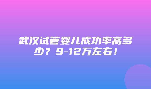 武汉试管婴儿成功率高多少？9-12万左右！