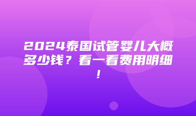 2024泰国试管婴儿大概多少钱？看一看费用明细!