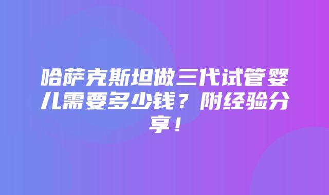 哈萨克斯坦做三代试管婴儿需要多少钱？附经验分享！