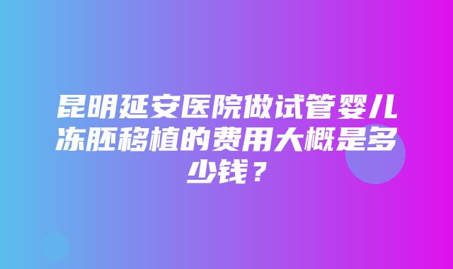 昆明延安医院做试管婴儿冻胚移植的费用大概是多少钱？